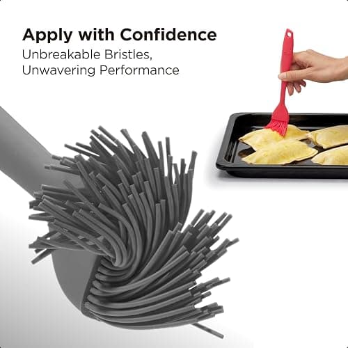 Kitchen Mama WaltzGrip Platinum Silicone Basting Pastry Brush: Set of 2 Heat-Resistant Brushes for Cooking, Baking, Grilling, and Spreading Oil or Butter - Dishwasher-Safe (Metal Gray) thumbnail 5