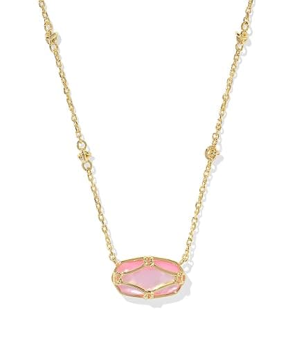 Kendra Scott Womens Elisa Lattice Frame Short Pendant Necklace Gold Blush Ivory Mother of Pearl One Size One Size - Image 1
