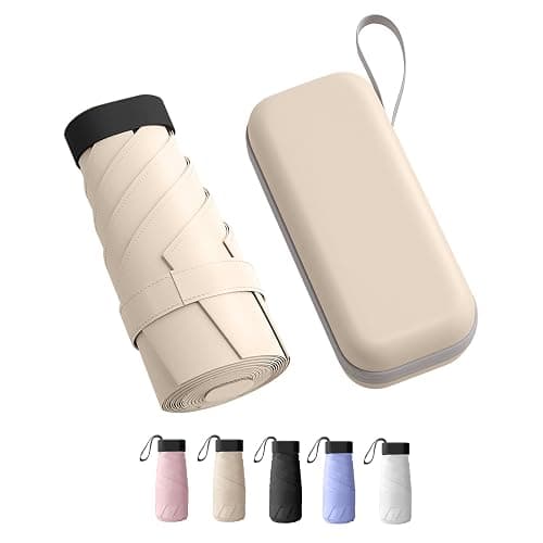 Trenovo Travel Mini Compact Folding Umbrella with Case - UV Sun & Rain Protection, Lightweight Portable Pocket Umbrella for Women Men Kids, Fits Purse Backpack - Image 1