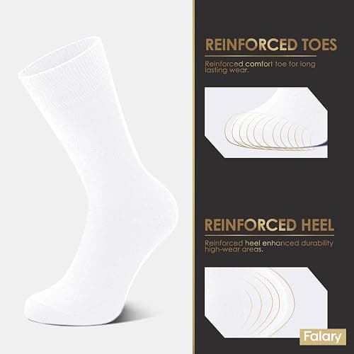 FALARY 12 Pairs Black Mens Socks, Plain Socks for Men - Cotton Socks Men Women Comfortable Suitable for Work & Casual Wear - Breathable, Stain Resistant, Durable Men's Smart Dress Socks thumbnail 2