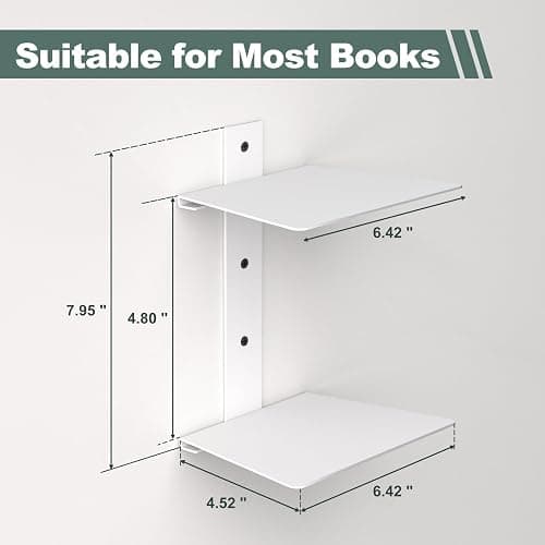 Mefirt Invisible Floating Bookshelves for Wall, 6 Tier Vertical Spine Book Tower, Heavy Duty Floating Book Shelves Metal Book Organizers for Home Office, 3 Pack(White) thumbnail 3