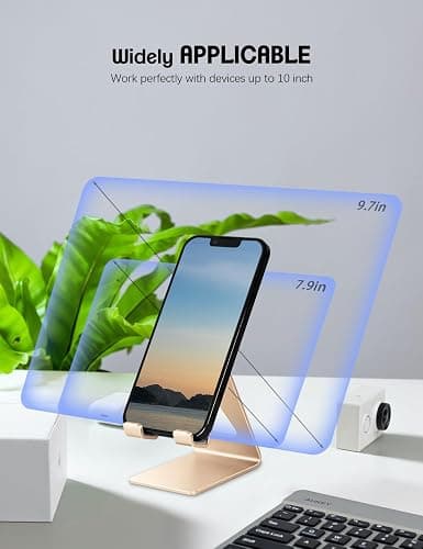 Aoviho Desk Cell Phone Stand Phone Holder, Aluminum Phone Cradle Dock for iPhone17 16 15 14 13 12 pro Mini 11 X Xs max 8 7 6 6s Plus SE Samsung All Smart Phones, Rose Gold thumbnail 7