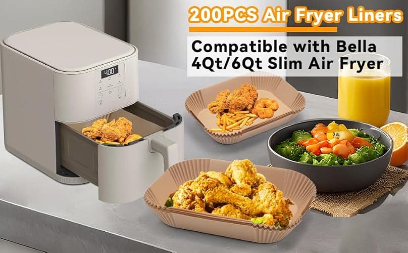 Parchment Paper for bella 4Qt Slim Air Fryer, 200pcs Air Fryer Liners for bella 6Qt Slim Air Fryer thumbnail 4