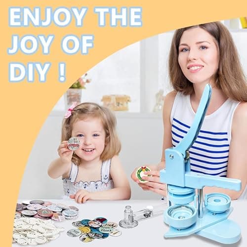 DCBADGE Button Maker Machine, Button Pin Maker (3rd Gen) Installation-Free DIY, Button Press Machine Kit with Free Button Parts&Circle Cutter&Wrench Gadget (Light Blue, 58mm（2.25in）) thumbnail 5