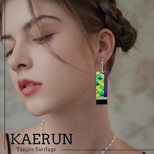 KAERUN 12 Pairs Women's Tanjiro Earrings Anime Demon Slayer Earrings Cosplay Fashion Double-sided Acrylic Alloy Resin Earring for Friends Mother and Daughter Halloween Christmas Birthday Jewelry Gifts thumbnail 2