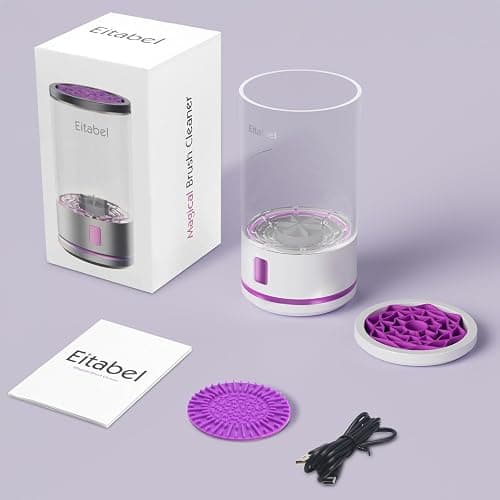 Makeup Brush Cleaner Machine, 2 in 1 Makeup Brush Cleanser & Washer, 7000 RPM High-Speed Deep Cleaning, Portable Automatic Cosmetic Brush Cleaner for All Makeup Brush and Sponge, White thumbnail 6
