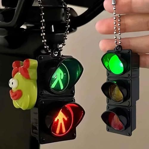 sunaeset novelty car keychain for bag, funny unique cool stoplight key chain accessories for men women, purse charms for handbags, fun small gifts for men ideas thumbnail 2