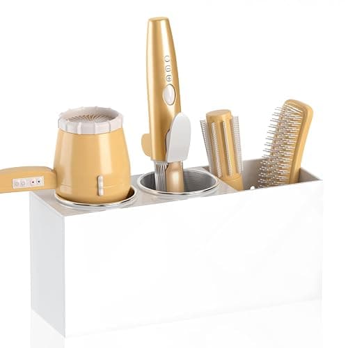 NIUBEE Wall Mount Hair Styling Tool Organizer - Bathroom Cabinet Holder for Blow Dryers, Flat Irons, Curling Irons - White - Image 1