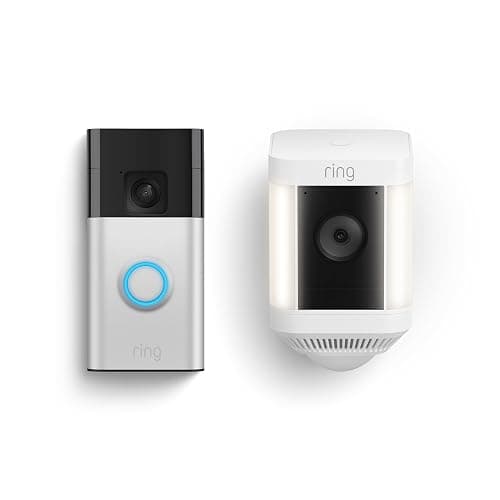 Ring Battery Doorbell with Ring Spotlight Cam Plus Battery (White) - Image 1