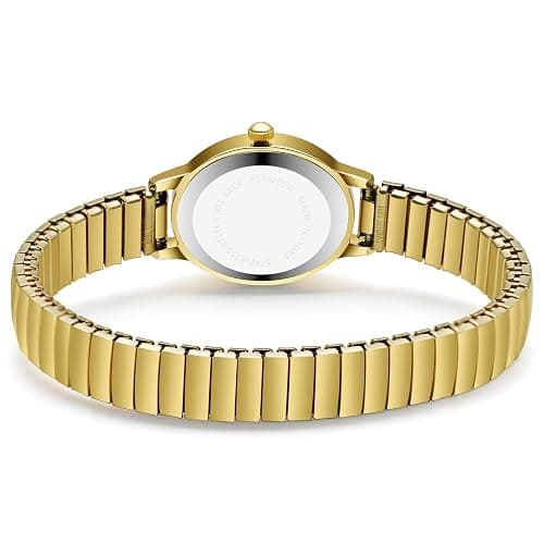 TWOPTION Gold Watches for Women, Waterproof Women's Easy Reader Watch Analog Women Watch with Alloy Steel Expansion Band thumbnail 3