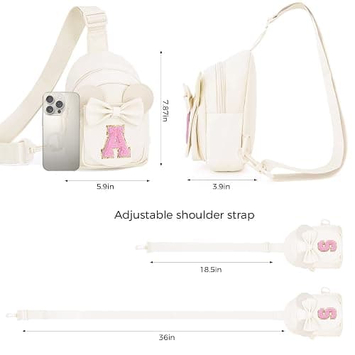 Uygafly Gifts for Girls Kids Toddler,Initial Crossbody Bag Purse Cream,M | Personalized Purse Monogram Fanny Pack Cute Trendy Stuff Birthday Gift thumbnail 4