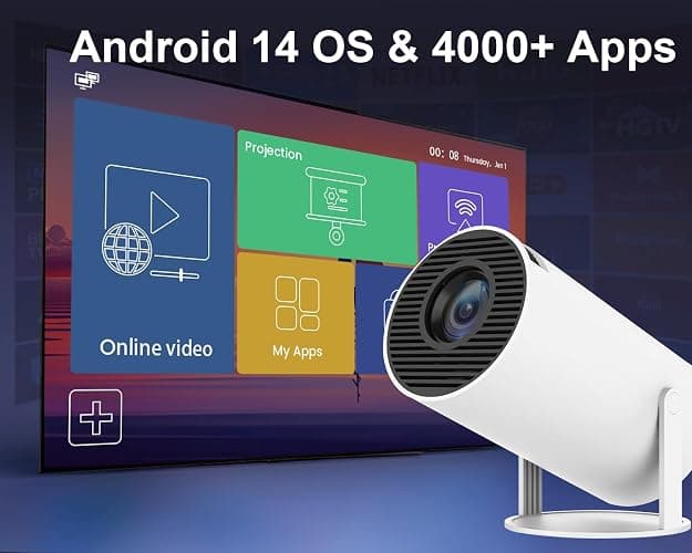 Magcubic Mini Portable Projector - 4K & 1080P Support, WiFi6 & Bluetooth 5.4, Android 14, Auto Horizontal Correction, 180 Rotatable, Outdoor Movie Compatible with Phone thumbnail 3