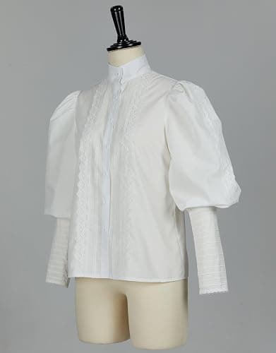 daizbella Victorian Blouse Women Puff Sleeve Blouse Button Down Ruffle Dressy Shirts Tops thumbnail 5
