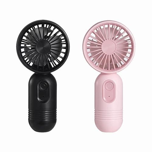 Mini Portable Fan 2 Pack, Cute Handheld Fan Battery Operated Lightweight Small Personal Fan with 3 Speeds and USB Rechargeable Eyelash Fan for Stylish Girl Kids Women Men Office Outdoor Travel Camping - Image 1