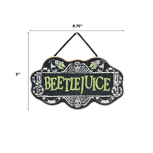 Beetlejuice Hanging Wood Wall Decor - Iconic Beetlejuice Sign for Halloween Decor thumbnail 3