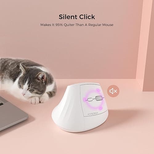KYSONA 57° Ergonomic Wireless Tower Mouse, Vertical Quiet Ergo Mouse, Bluetooth(BT5.0,BT3.0)&2.4G, (800/1200/2400/2400/4000), 5 Buttons for Windows, macOS, iPadOS, Laptop, PC,White thumbnail 5