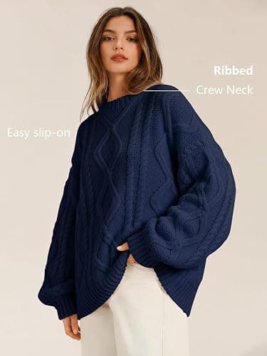 Trendy Queen Women's Oversized Cable Knit Sweaters 2026 Fall Outfits | Quiet Luxury Style, Chunky Knit Texture, Winter Holiday Outfit, Easy Layering Piece, Fall Fashion Staple thumbnail 4