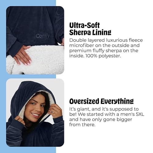 THE COMFY Original | Sherpa Lined Microfiber Fleece Wearable Blanket, Oversized Design with Hood and Pocket from Shark Tank thumbnail 4