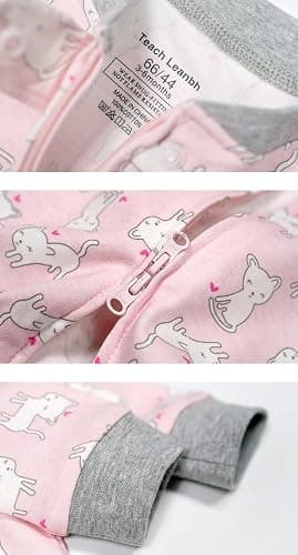 Teach Leanbh Baby 2-Pack Footless Pajamas Cotton Long Sleeve Printing 2 Way Zipper Romper Jumpsuit Sleep and Play 3-24 Months thumbnail 4