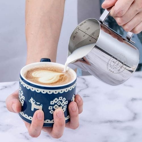Milk Frothing Pitcher 12oz, Espresso Steaming Pitchers 350ml, Frother cup, Coffee Cappuccino Latte Art,304 Stainless Steel Jug with Decorating Art Pen thumbnail 2