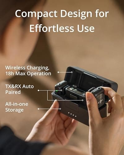 DJI Mic 2 (2 TX + 1 RX + Charging Case), Wireless Lavalier Microphone, Intelligent Noise Cancelling, 32-bit Float Internal Recording, 820 ft.(250m) Range, Microphone for iPhone, Android, Camera thumbnail 3