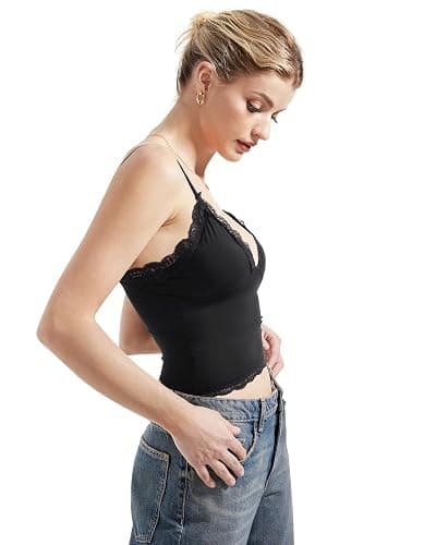 SUUKSESS Women Sexy Deep V Neck Sleeveless Fitted Basic Tops Y2K Tank Top Cami thumbnail 4