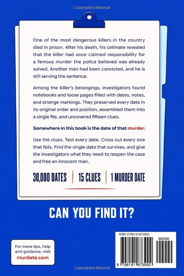 MURDATE: The Ultimate Murder Mystery Puzzle Book | 30,000 Dates. Only One Is the Date of the Murder thumbnail 2