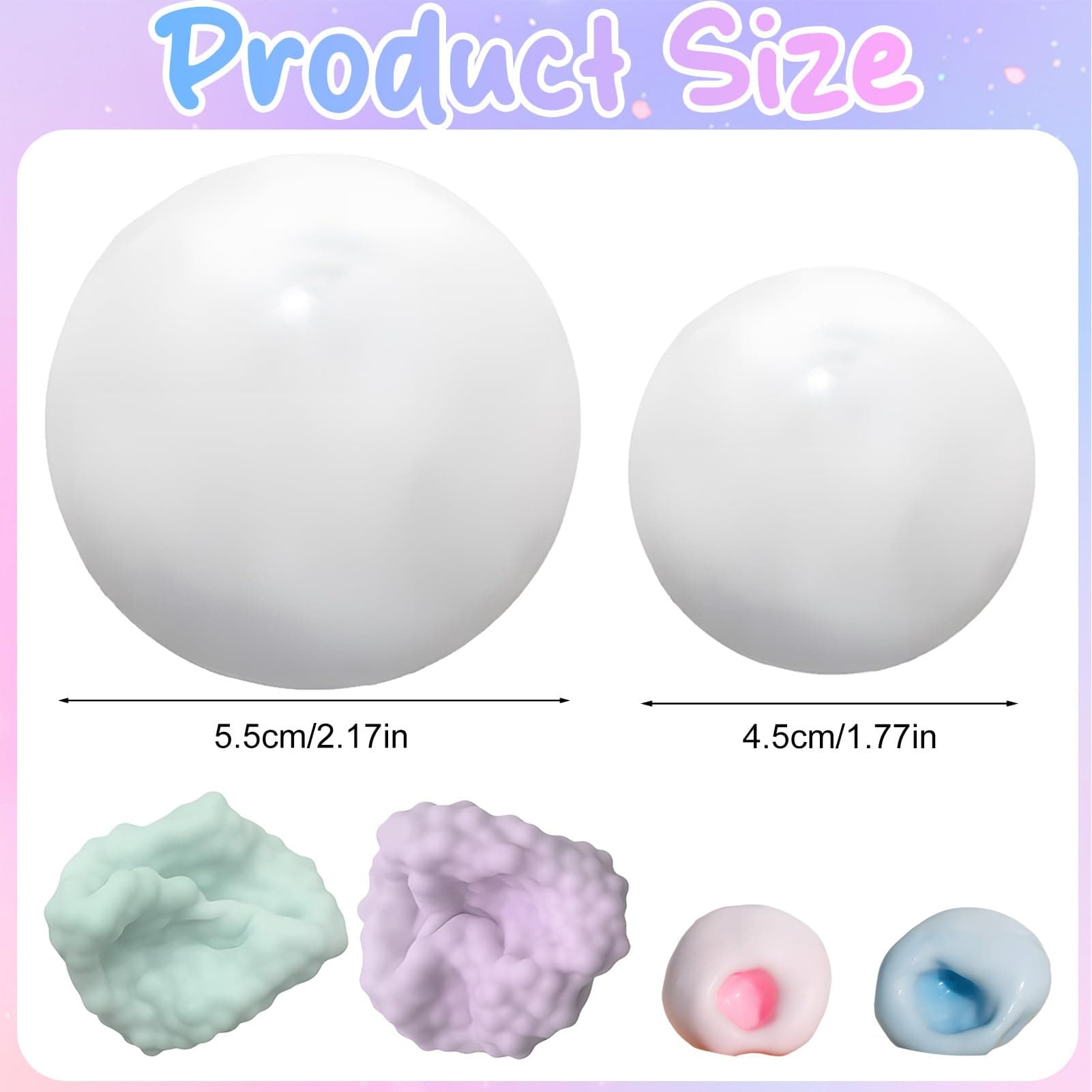 Set of 4 Stress Balls for Adults, Squeeze Toy, Grape Stress Ball, Stress Relief Sand Sticky Balls, Anti Stress Toy, Squeeze Ball for Birthday Party, Anti Stress Ball for Adults thumbnail 2