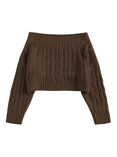 ZAFUL Women V Neck Button Knit Crop Sweaters Batwing Sleeve V Back Ribbed Hem Pullover Sweater - Image 1