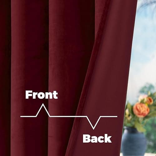 BGment Red Velvet Curtains 84 Inch for Bedroom, Thick Thermal Insulated Blackout Curtains Noise Reduce Back Tab and Rod Pocket Christmas Panels for Living Room, Set of 2 Panels, 52 x 84 Inch - 52"W x 84"L (Pack of 2) - Red thumbnail 4