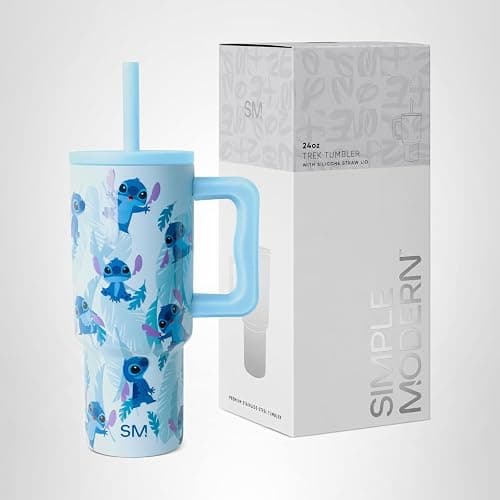 Simple Modern Disney Kids 24 oz Tumbler with Handle and Silicone Straw Lid | Spill Proof and Leak Resistant | Stainless Steel Bottle | Gift for Kids Boys Girls | Trek Collection | Tropical Stitch thumbnail 9