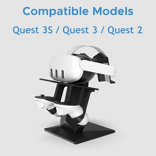 Digicharge VR Headset Stand for Meta Quest 3S / Quest 3 Oculus Quest 2 VR Mount Display Storage for Headset and Touch Controllers - Black thumbnail 2