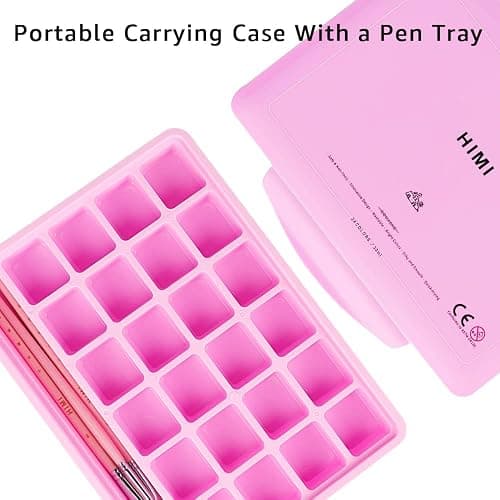 HIMI Gouache Paint Set, 24 Colors x 30ml/1oz with 3 Brushes & a Palette, Unique Jelly Cup Design, Non-Toxic, Guache Paint for Canvas Watercolor Paper - Perfect for Beginners, Students, Artists(Pink) thumbnail 4