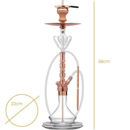 DILAW® Shisha Set TRIPHAN 66cm Edelstahl Wasserpfeife Profi Zubehör Komplett-Set bis 4-Anschlüsse mit Bowl, LED Licht, Kaminkopf, Molassefänger, Silikonschlauch, Alu Mundstück, Tonkopf & Kaminaufsatz thumbnail 2