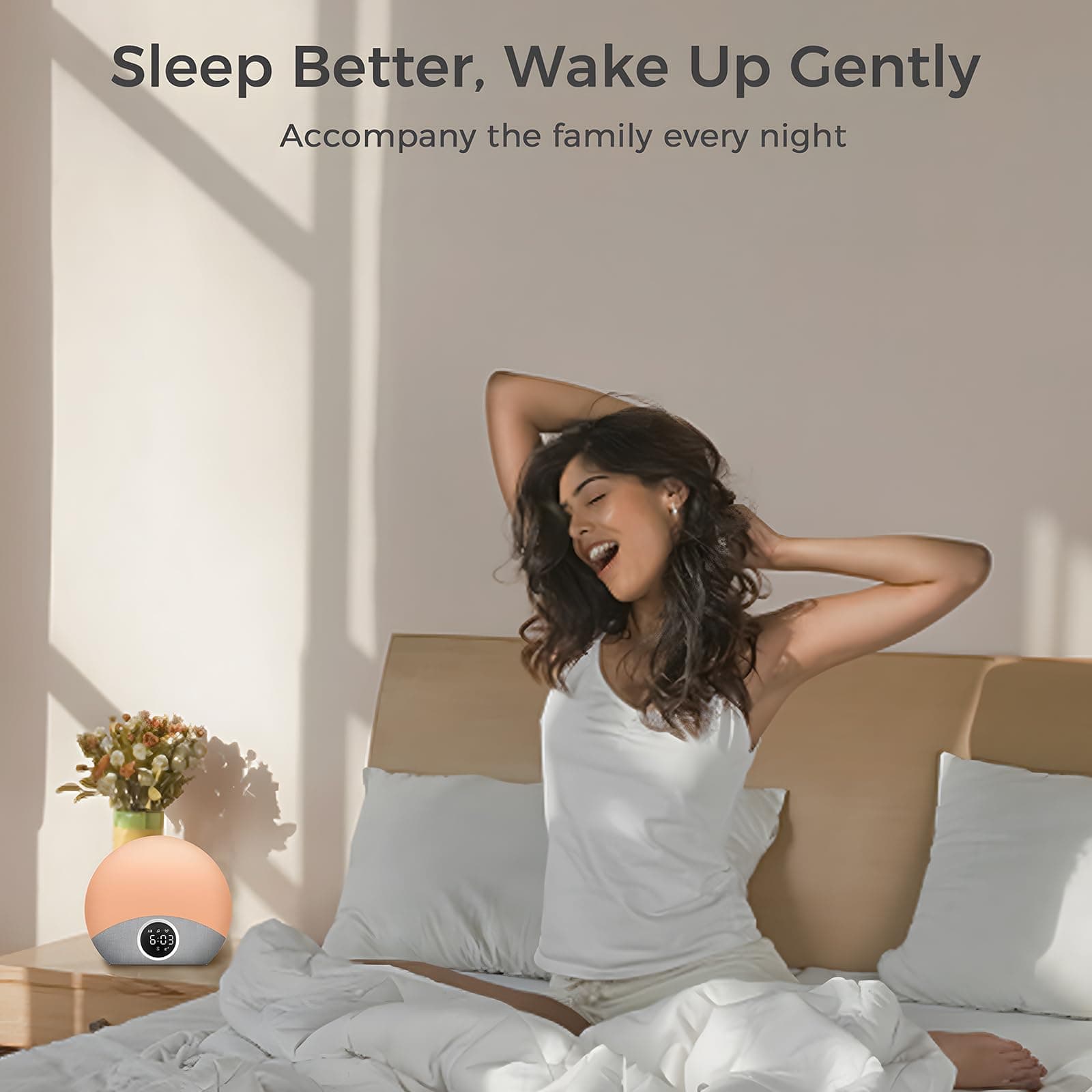 Omebel Sunrise Alarm Clock & White Noise Machine 2-in-1, 30 Soothing Sound for Sleeping, 8 Night Light, Memory Function, Sunrise Alarm Wake Up Lights, Sound Machine for Baby Sleeping Bedroom Decor thumbnail 7
