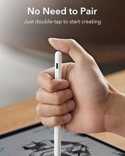 ESR Stift für iPad 2018-2025, Pencil mit Tilt Sensitivity, Palm Rejection, Kompatibel mit iPad 11 (A16)/10. Gen, Air 11"/13", Pro 11"/12,9"/13", Mini 6/5, Weiß thumbnail 6