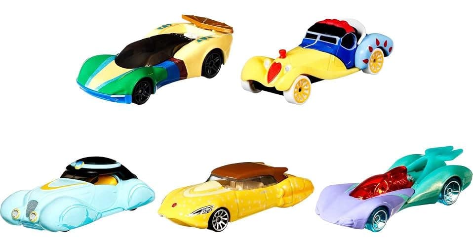 Hot Wheels Mattel Disney Princess Toy Cars 5-Pack, Set of 5 Character Vehicles in 1:64 Scale: Mulan, Snow White, Belle, Jasmine & Ariel thumbnail 6