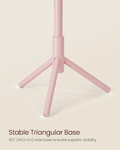 VASAGLE Solid Wood Coat Rack, Free Standing Tree-Shaped Coat Rack with 8 Hooks, 3 Height Options, for Clothes, Hats, Bags, Living Room, Bedroom, Home Office, Jelly Pink URCR004R01 thumbnail 5