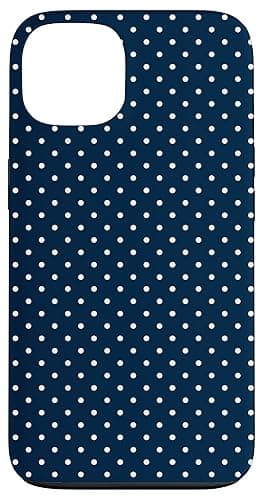 Minimalist Cute Soft Navy Blue and White Polka Dot Pattern Case for iPhone 13 - Image 1