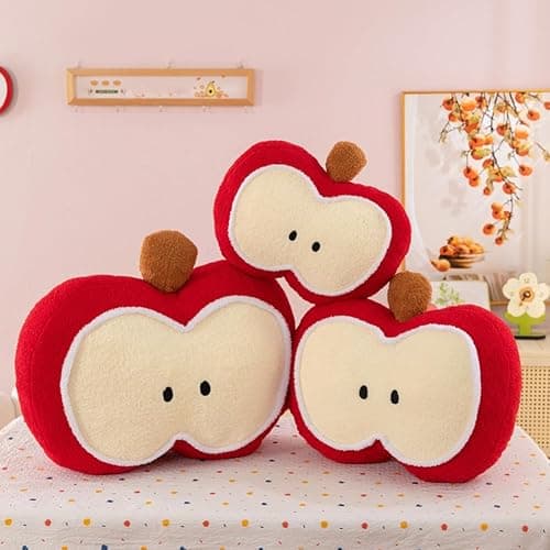 YISLEND Apple Shaped Throw Pillow, Cute Soft Fruit Decorative Sofa Cushion for Bed Couch, Hoom Decor Pillow Cushion for Chair Sofa Living Room (Red, 11.8") thumbnail 4