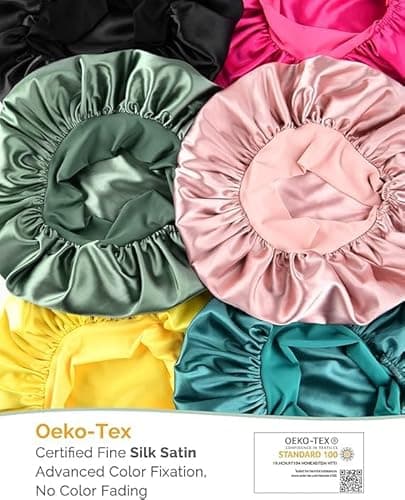 YANIBEST Adjustable Silk Bonnet for Sleeping Women Double Layer Satin Bonnet Reduce Friction Prevent Frizz Curly Hair thumbnail 6