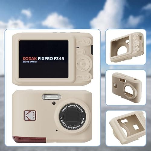 Tedubax Case for Kodak PIXPRO FZ45,FZ45 accessories,Soft Silicone Protective Case,Comes with 2 Screen Protectors and 1 Wrist Strap - Off white thumbnail 5