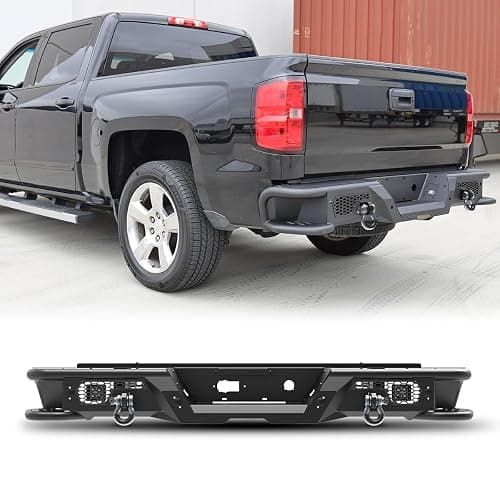 Nixon Offroad Rear Bumper for 2007-2018 Chevy Chevrolet Silverado 1500 & For 2007-2018 Gmc Sierra, Step Rear Bumper Work w/Factory Parking Sensor, Included D-ring Shackles & LED Pod Lights (102) - Image 1
