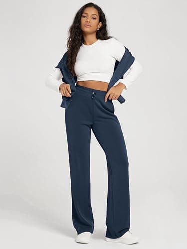 ODODOS Women's Modal Soft Wide Leg Pants with Pockets Adjustable Shockcord High Waist Casual Lounge Pants-27/29/31" Inseam thumbnail 6