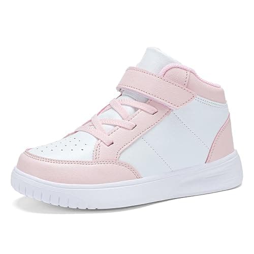 RTOUNT Kids Trainers Boys High Top School Tennis Sneakers for Girls Running Adjustable Strap Shoes - Image 1