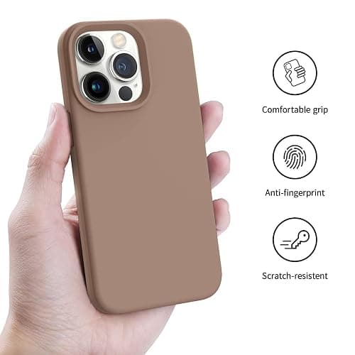 AOTESIER Magnetic for iPhone 13 Pro Phone Case, [Compatible with MagSafe][Military Shockproof Protection] Silicone Case with Soft Microfiber Lining, Camera & Screen Protection 6.1 inch, Light Brown thumbnail 8