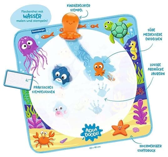 Ravensburger Aquadoodle Magic Ocean – Tapis de dessin à l’eau avec tampons – Dessin sans tache – Jeu créatif bébé dès 12 mois – 50 × 50 cm thumbnail 7