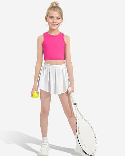HASMES Girls Athletic Tank Tops Sleeveless Round Neck Basic Cute Dance Crop Tops for Kids 8-14Y thumbnail 6