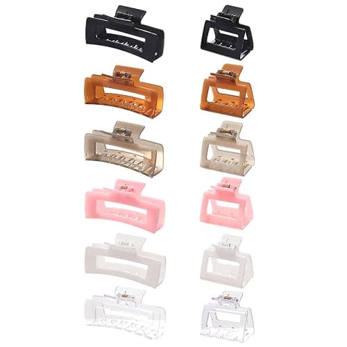 Alemaky 12 Pack Square Claw Clips, Big and Small Neutral Rectangle Hair Claw Clips, Non-slip Matte Large Hair Clips for Women,Strong Hold jaw clip for Thick Thin Hair (clear Jelly colour) thumbnail 7