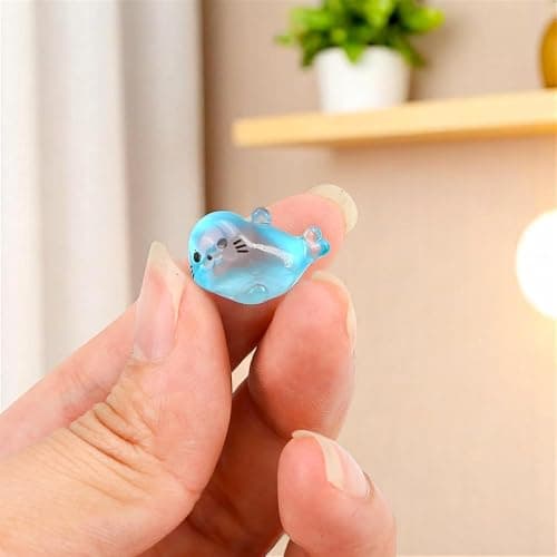 100Pcs Glow in The Dark Mini Seal Figurines,Cute Luminous Resin Sea Animals for Aquarium Decor, DIY Fairy Garden Ocean Creatures (4 Styles Seal Pup) thumbnail 5